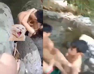 Foda -se no rio de um monte de jovens