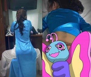 Linda professora, brinquedos azuis, envoltório de tangerina um no outro quente